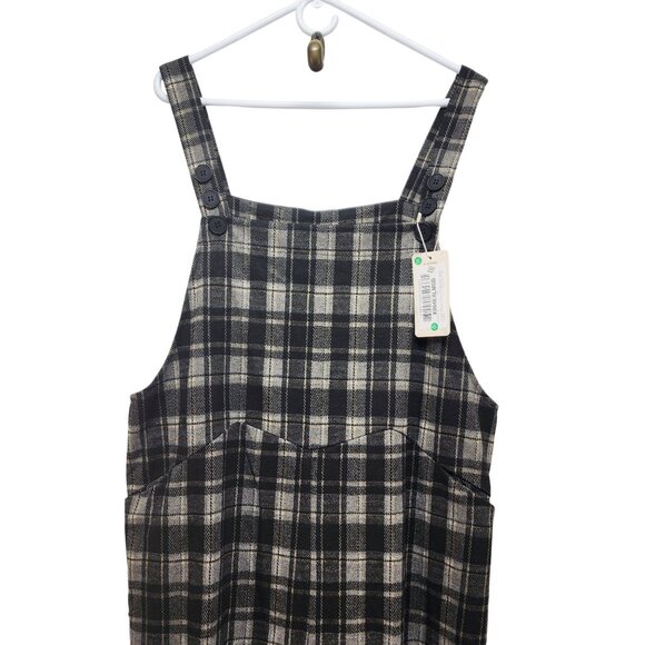 Plaid Overall Dress Womens Size 2XL Black & White - Picture 3 of 7